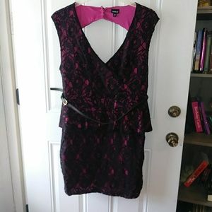 Torrid Peplum Black and Pink Dress Size 20